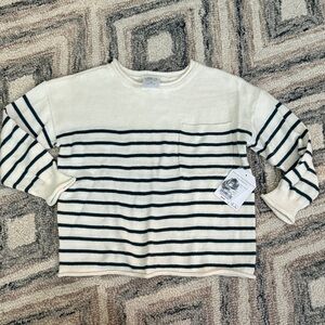 Cozy Striped Long Sleeve Kids Tee - Cream and Black